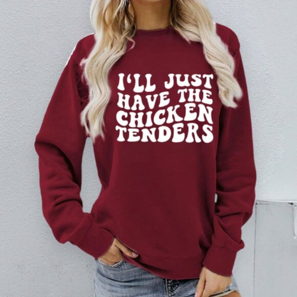 NEW I'll Just Have The Chicken Tenders Sweatshirt in Red Size XL NWOT - Picture 1 of 7